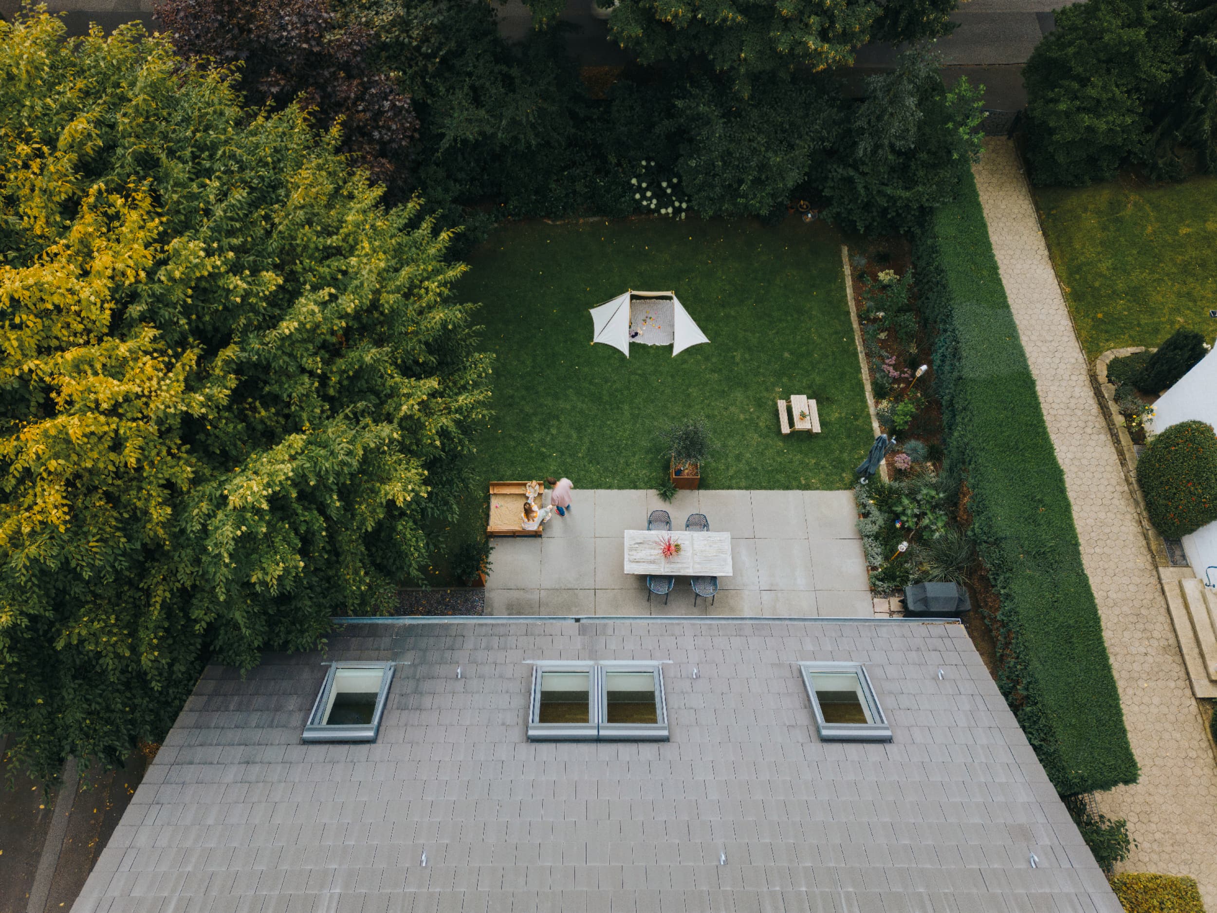 Vue aérienne d'un jardin