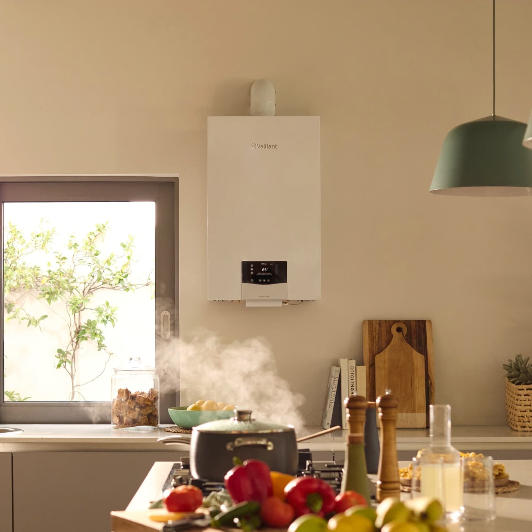 chaudière au gaz Vaillant dans une cuisine